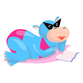 Illustration Of A Hippo Girl Reading Sticker