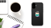Illustration Of A Jewish Boy Sitting And Reading Sticker on a Phone (New) example