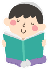 Illustration Of A Jewish Boy Sitting And Reading Sticker