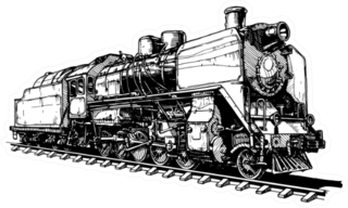 Illustration Of A Old Steam Locomotive Stylized As Engraving Sticker