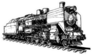 Illustration Of A Old Steam Locomotive Stylized As Engraving Sticker