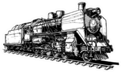 Illustration Of A Old Steam Locomotive Stylized As Engraving Sticker