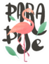 Illustration Of A Pink Flamingo Paradis Text Sticker