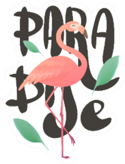 Illustration Of A Pink Flamingo Paradis Text Sticker