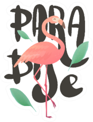 Illustration Of A Pink Flamingo Paradis Text Sticker