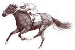 Illustration Of A Racing Horse And Jockey Sticker