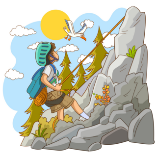 Illustration Of A Rock Climber Cartoon Sticker
