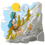 Illustration Of A Rock Climber Cartoon Sticker