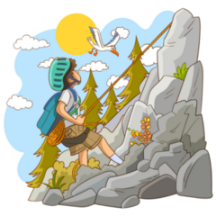Illustration Of A Rock Climber Cartoon Sticker