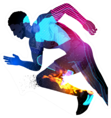 Illustration Of A Running Sports Man With Effects Sticker