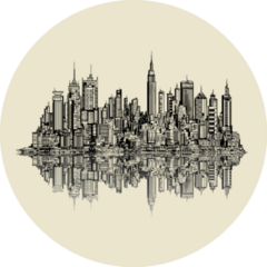 Illustration Of A Sketch Of New York Mirrored Style Sticker