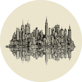 Illustration Of A Sketch Of New York Mirrored Style Sticker
