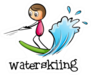 Illustration Of A Stick Man Water Skiing Text Sticker
