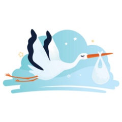 Illustration Of A Stork Flying Sticker