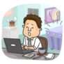 Illustration Of A Stressed Man Working At Home Sticker