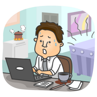 Illustration Of A Stressed Man Working At Home Sticker