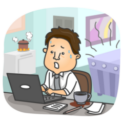 Illustration Of A Stressed Man Working At Home Sticker