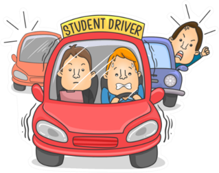 Illustration Of A Student Driver Car With Instructor Sticker