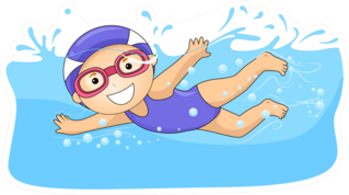 Illustration Of A Swimming Little Girl Sticker