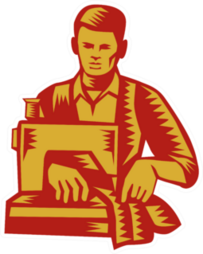 Illustration Of A Tailor Machinist With Sewing Machine Retro Sticker