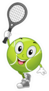 Illustration Of A Tennis Ball Holding A Racket Sticker