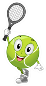 Illustration Of A Tennis Ball Holding A Racket Sticker