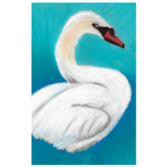 Illustration Of A White Swan On Blue Background Sticker