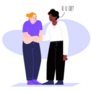 Illustration Of A Woman Asking Her Friend Are You Ok? Sticker