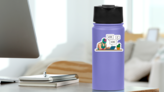 Illustration Of A Wrestling Fighter Working At Home Sticker on a Water Bottle (New) example