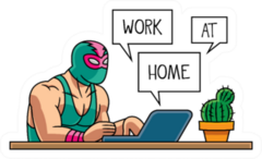 Illustration Of A Wrestling Fighter Working At Home Sticker