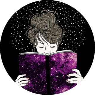 Illustration Of A Young Woman Holding A Book Universe Sticker