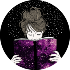 Illustration Of A Young Woman Holding A Book Universe Sticker