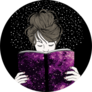 Illustration Of A Young Woman Holding A Book Universe Sticker