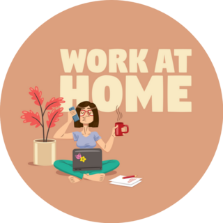 Illustration, Of A Young Woman Working From Home In Pjs Sticker