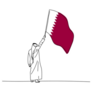 Illustration Of An Arab Man Holding Qatar Flag Sticker