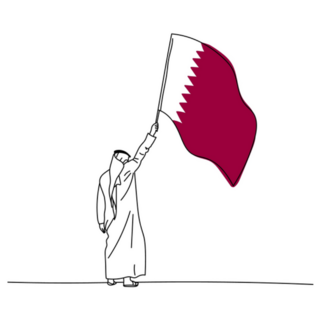 Illustration Of An Arab Man Holding Qatar Flag Sticker
