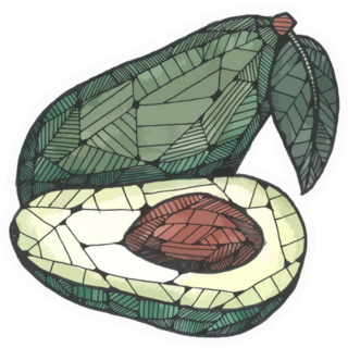 Illustration Of An Avocado Geometric Sticker