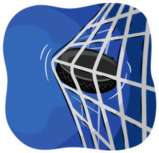 Illustration Of An Ice Hockey Puck Hitting The Net Sticker