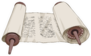 Illustration Of An Open Torah Scroll With Text Sticker