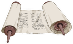 Illustration Of An Open Torah Scroll With Text Sticker