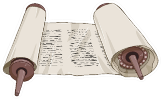 Illustration Of An Open Torah Scroll With Text Sticker