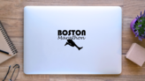 Illustration Of Annual Running Marathon In Boston Text Sticker on a Laptop (New) example