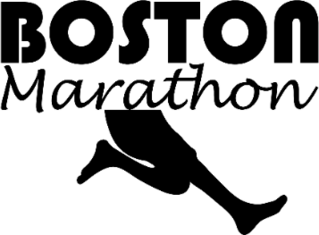 Illustration Of Annual Running Marathon In Boston Text Sticker