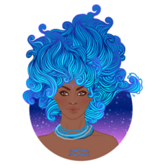 Illustration Of Aquarius Beautiful Flowing Blue Hair Sticker