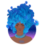 Illustration Of Aquarius Beautiful Flowing Blue Hair Sticker