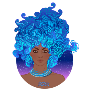 Illustration Of Aquarius Beautiful Flowing Blue Hair Sticker