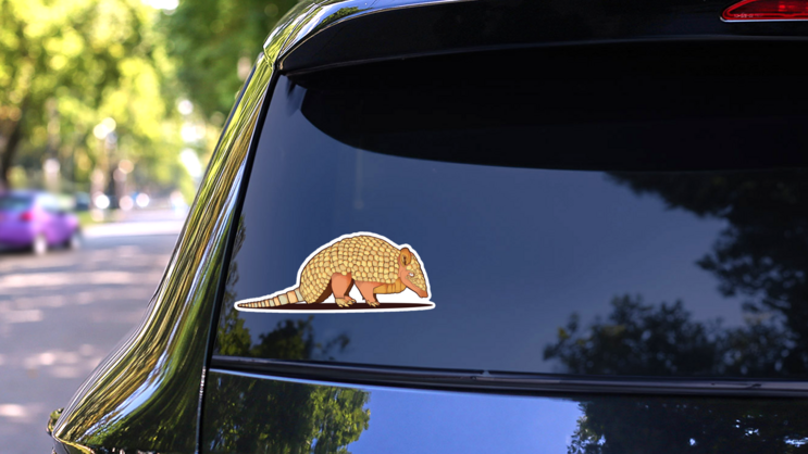 Illustration Of Armadillo Isolated On White Sticker on a Rear Car Window (New) example