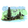 Illustration Of Balinese Temple Pura Ulun Danu Bratan Sticker