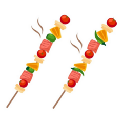 Illustration Of Barbecue Sticks Sticker