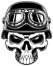 Illustration Of Biker Skull Isolated On Dark Background Sticker